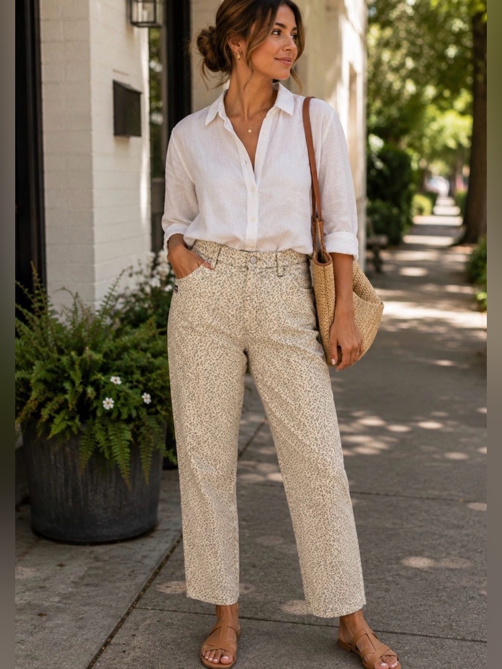 Vintage Polo‎ Jeans Co. Ralph Lauren Floral Linen Blend Wide Leg Pants Size 14